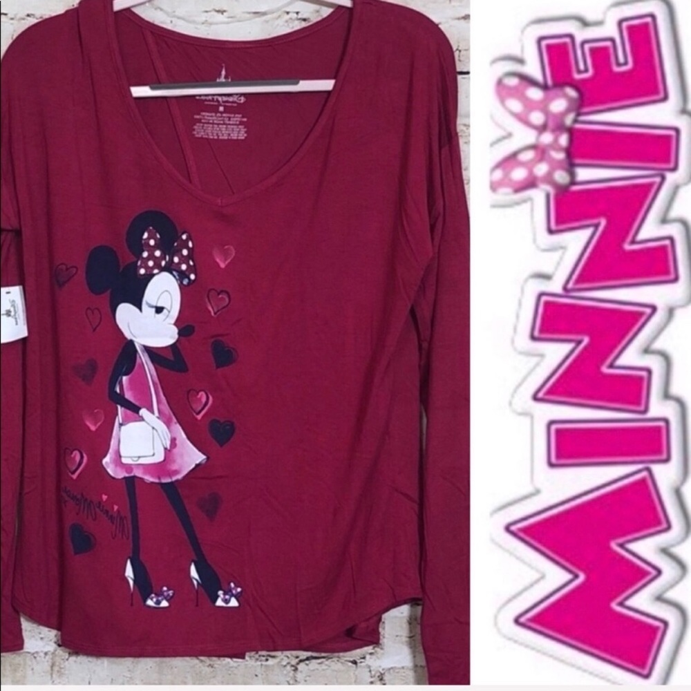 Disney Valentines Minnie Long Sleeves Red & Pink NWT Medium